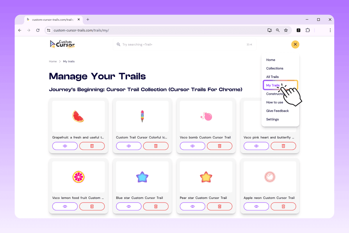 1. Go to the My Trails page.
