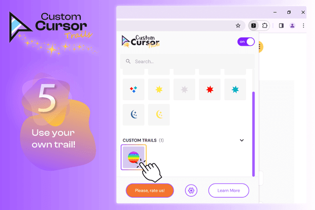 5. Користуйтеся власним custom cursor trail з унікальними налаштуваннями.