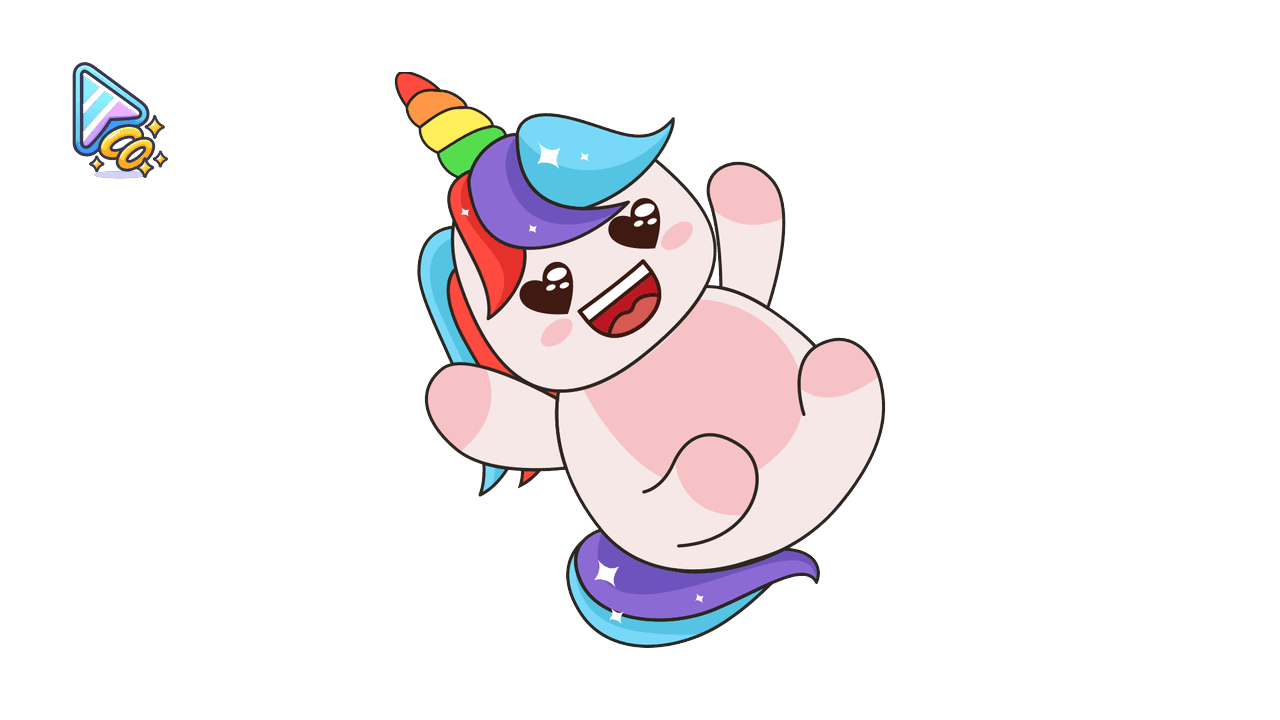 Kawaii Unicorn and Rainbow Cursor Trail custom cursor trail